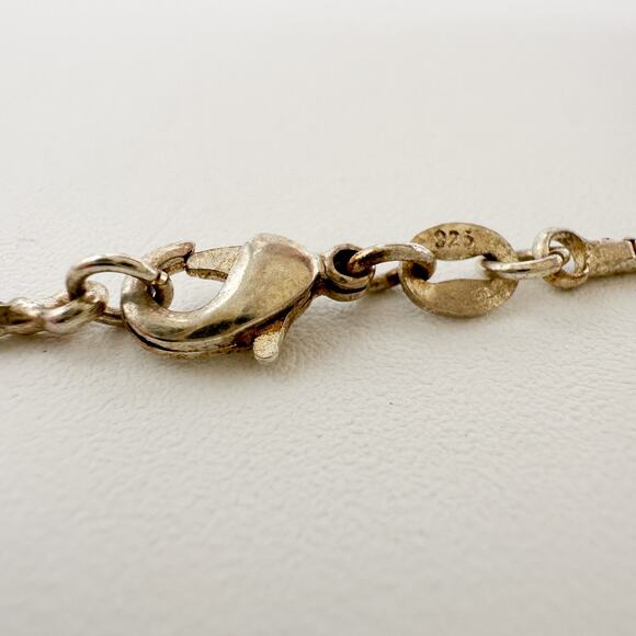 Vintage Modernist Silver Jade Pendant Necklace Mid Century Geometric - Picture 10 of 13